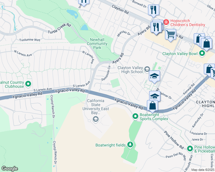map of restaurants, bars, coffee shops, grocery stores, and more near 1066 Deer Oak Place in Concord