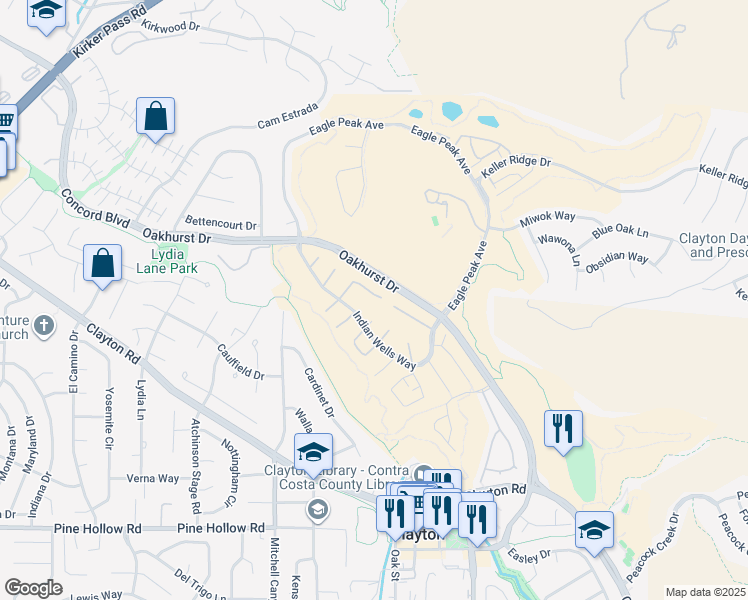 map of restaurants, bars, coffee shops, grocery stores, and more near 336 Saclan Terrace in Clayton