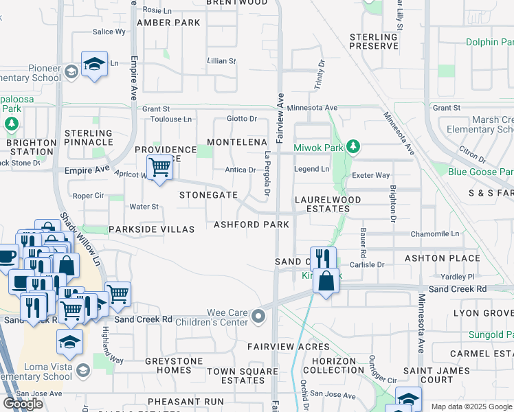 map of restaurants, bars, coffee shops, grocery stores, and more near 1688 Edera Place in Brentwood