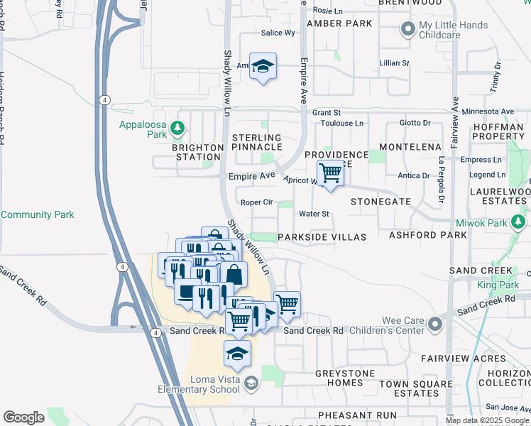 map of restaurants, bars, coffee shops, grocery stores, and more near 2033 Great Medow Lane in Brentwood