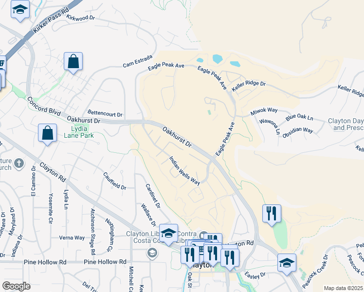 map of restaurants, bars, coffee shops, grocery stores, and more near 337 Saclan Terrace in Clayton