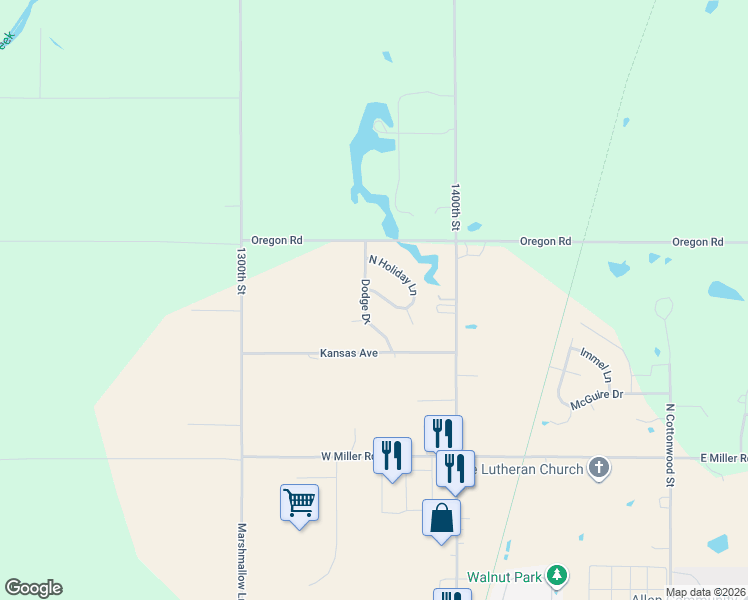 map of restaurants, bars, coffee shops, grocery stores, and more near 122-210 North Holiday Lane in Iola