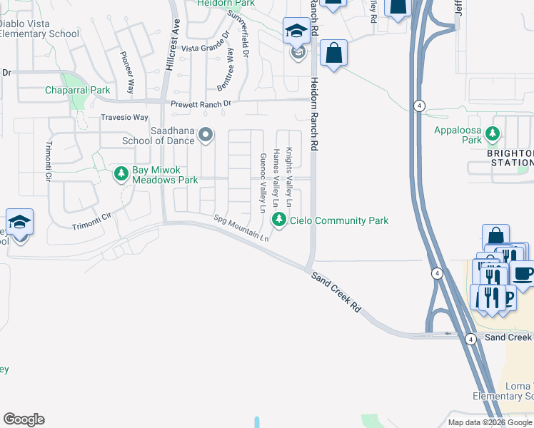 map of restaurants, bars, coffee shops, grocery stores, and more near in Antioch