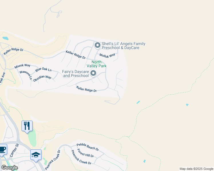 map of restaurants, bars, coffee shops, grocery stores, and more near 5192 Keller Ridge Drive in Clayton