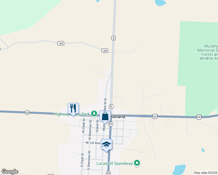 map of restaurants, bars, coffee shops, grocery stores, and more near Main Street North in Wheatland
