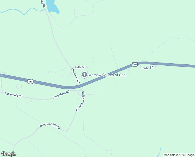 map of restaurants, bars, coffee shops, grocery stores, and more near 9733 Richmond Road in Warsaw