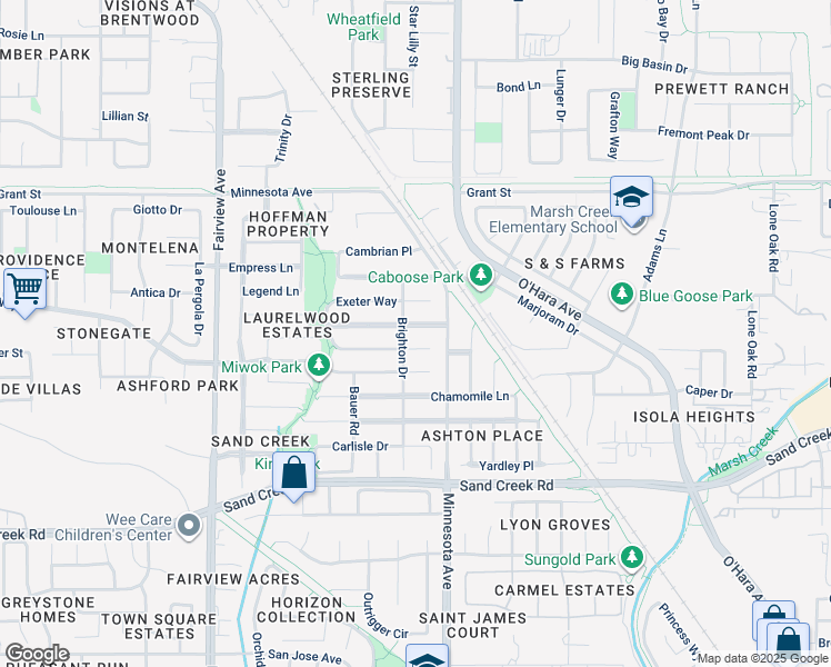 map of restaurants, bars, coffee shops, grocery stores, and more near 1069 Somersby Way in Brentwood