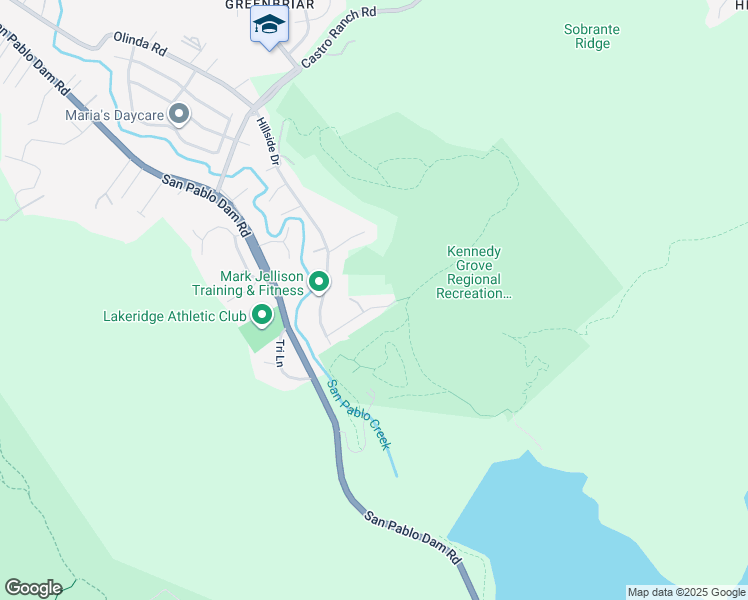 map of restaurants, bars, coffee shops, grocery stores, and more near 2563 Patra Drive in El Sobrante