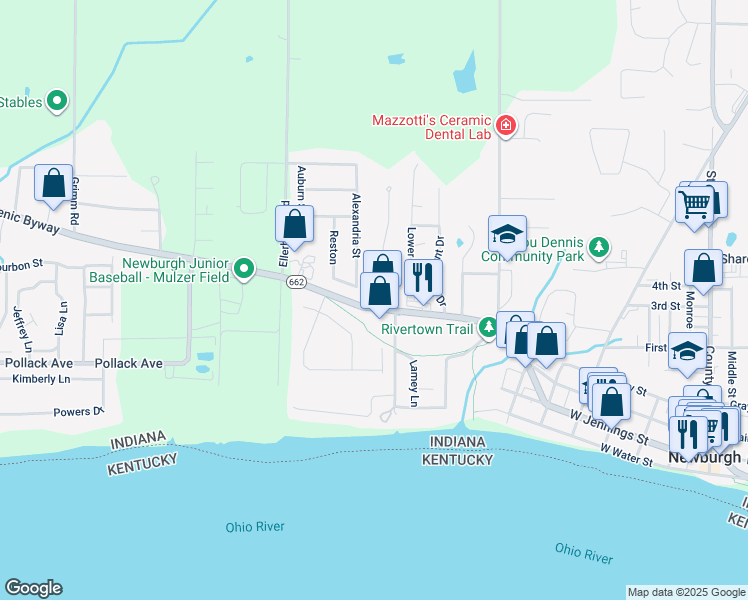 map of restaurants, bars, coffee shops, grocery stores, and more near 101 Temple in Newburgh