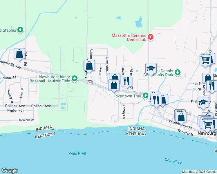map of restaurants, bars, coffee shops, grocery stores, and more near 101 Temple in Newburgh