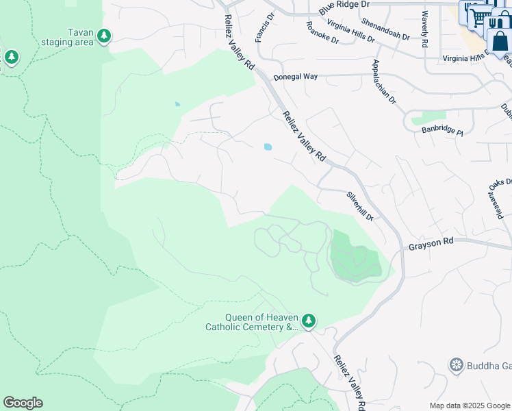 map of restaurants, bars, coffee shops, grocery stores, and more near 1022 Sunrise Ridge Drive in Lafayette