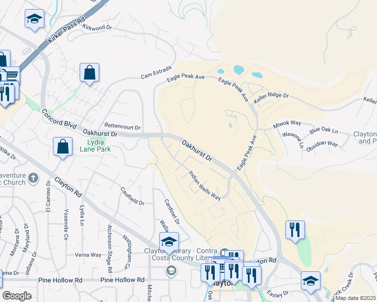 map of restaurants, bars, coffee shops, grocery stores, and more near 317 Saclan Terrace in Clayton