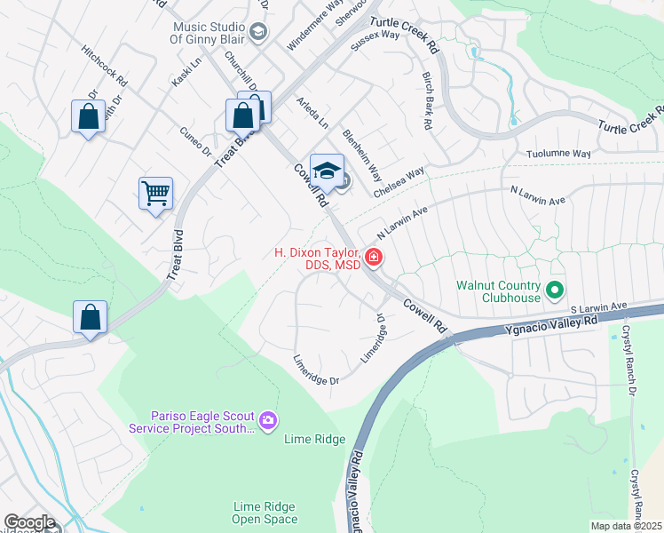 map of restaurants, bars, coffee shops, grocery stores, and more near 4341 Rosina Court in Concord