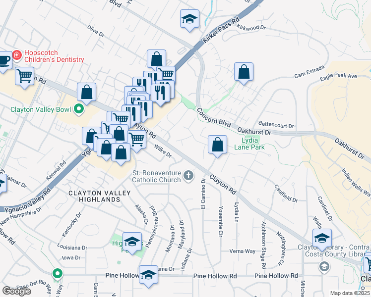 map of restaurants, bars, coffee shops, grocery stores, and more near 11 Xavier Place in Clayton