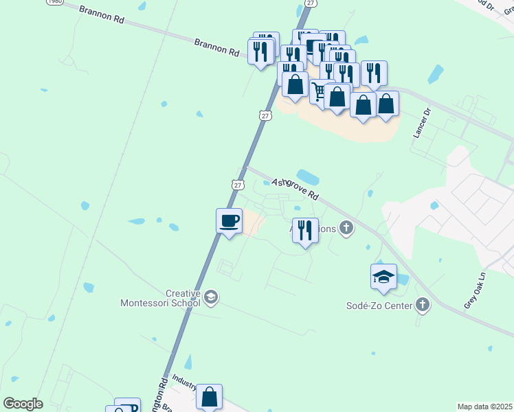map of restaurants, bars, coffee shops, grocery stores, and more near 104 Connell Drive in Nicholasville