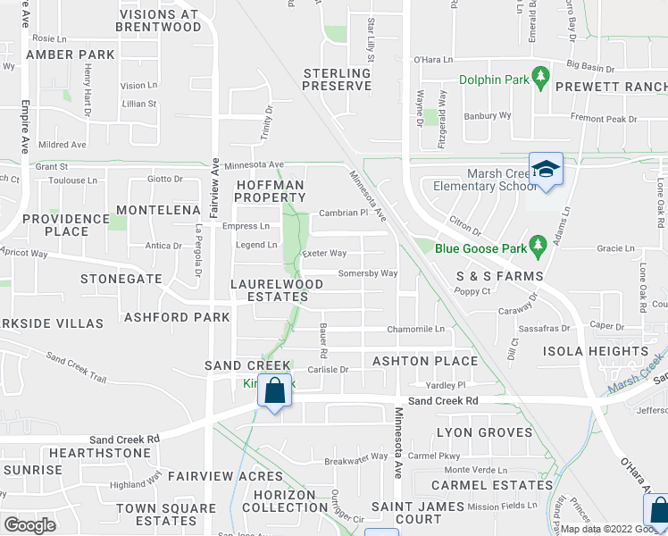 map of restaurants, bars, coffee shops, grocery stores, and more near 1081 Somersby Way in Brentwood