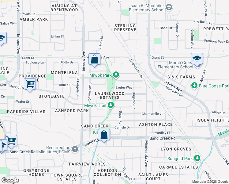map of restaurants, bars, coffee shops, grocery stores, and more near 1093 Somersby Way in Brentwood