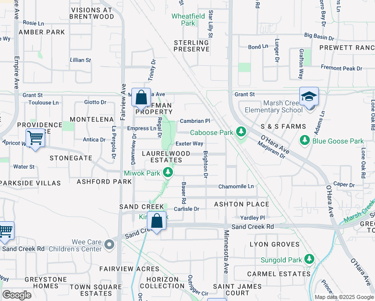 map of restaurants, bars, coffee shops, grocery stores, and more near 1081 Somersby Way in Brentwood