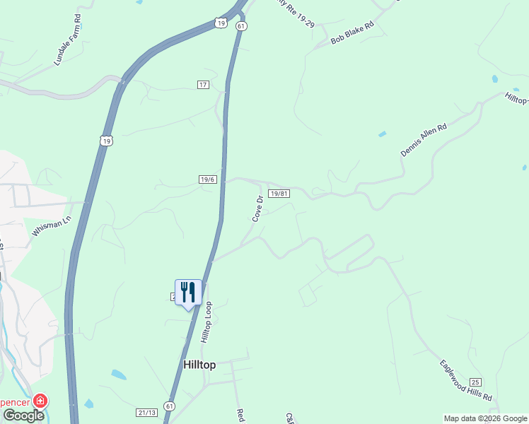 map of restaurants, bars, coffee shops, grocery stores, and more near 149 Cove Drive in Oak Hill