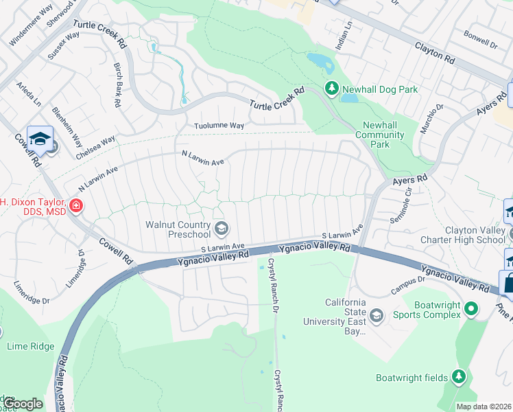 map of restaurants, bars, coffee shops, grocery stores, and more near 4480 River Ash Court in Concord