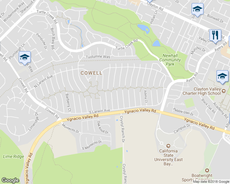 map of restaurants, bars, coffee shops, grocery stores, and more near 4476 River Ash Court in Concord