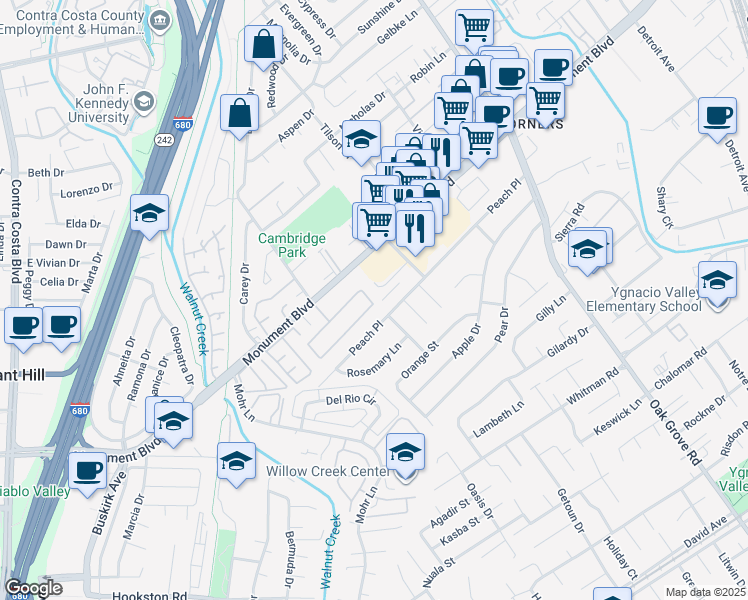 map of restaurants, bars, coffee shops, grocery stores, and more near 37 The Trees Drive in Concord
