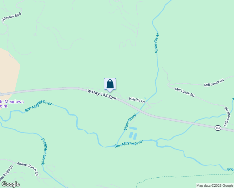 map of restaurants, bars, coffee shops, grocery stores, and more near 63 Pilot Knob Lane in Telluride