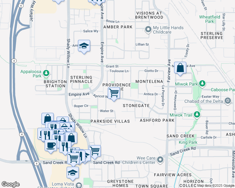 map of restaurants, bars, coffee shops, grocery stores, and more near 1803 Moreau Way in Brentwood