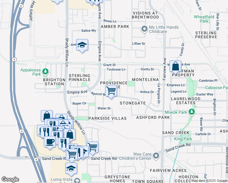 map of restaurants, bars, coffee shops, grocery stores, and more near 1788 Moreau Way in Brentwood