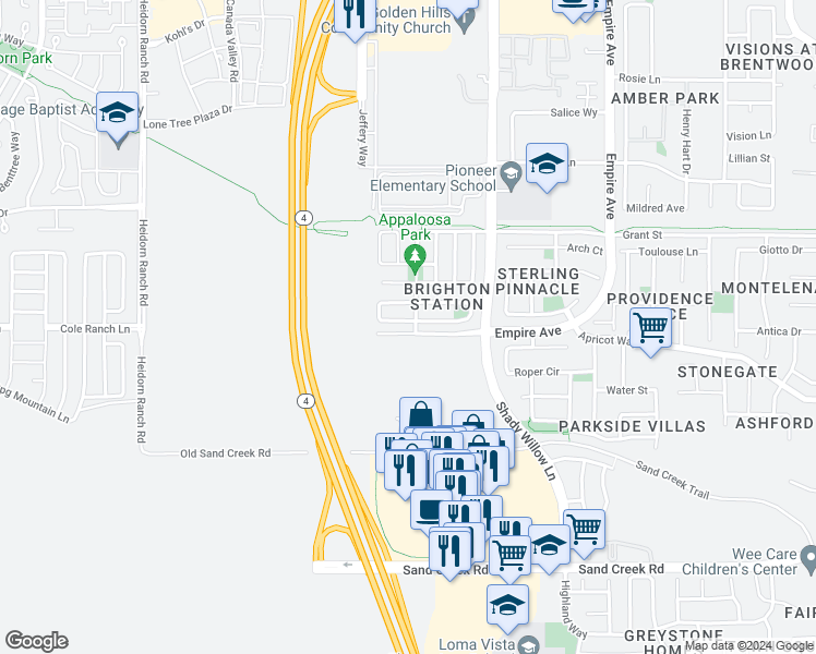 map of restaurants, bars, coffee shops, grocery stores, and more near 2268 Black Stone Drive in Brentwood