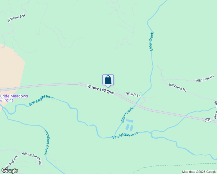 map of restaurants, bars, coffee shops, grocery stores, and more near Pilot Knob Lane in Telluride