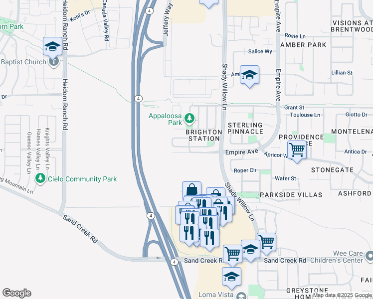 map of restaurants, bars, coffee shops, grocery stores, and more near 2268 Black Stone Drive in Brentwood