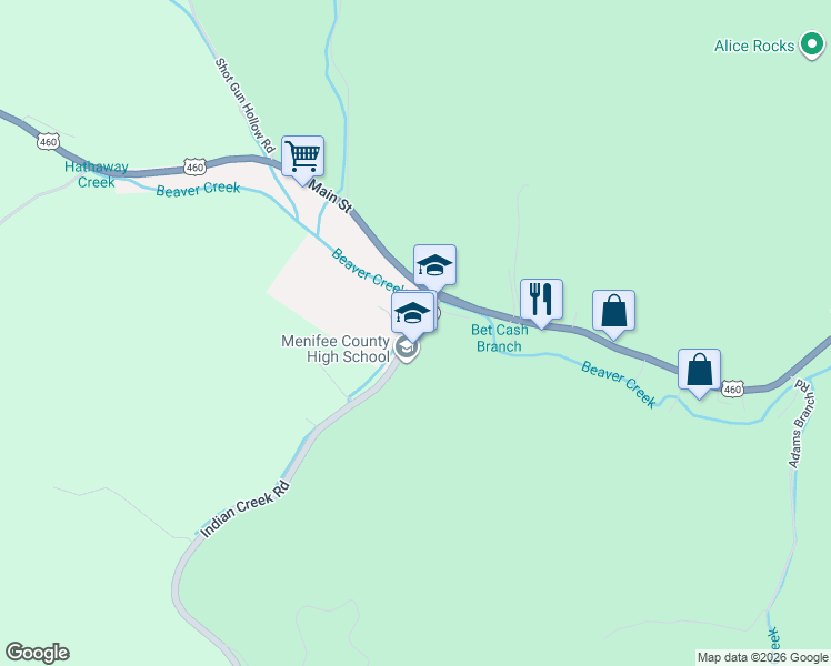 map of restaurants, bars, coffee shops, grocery stores, and more near Kentucky 713 in Frenchburg