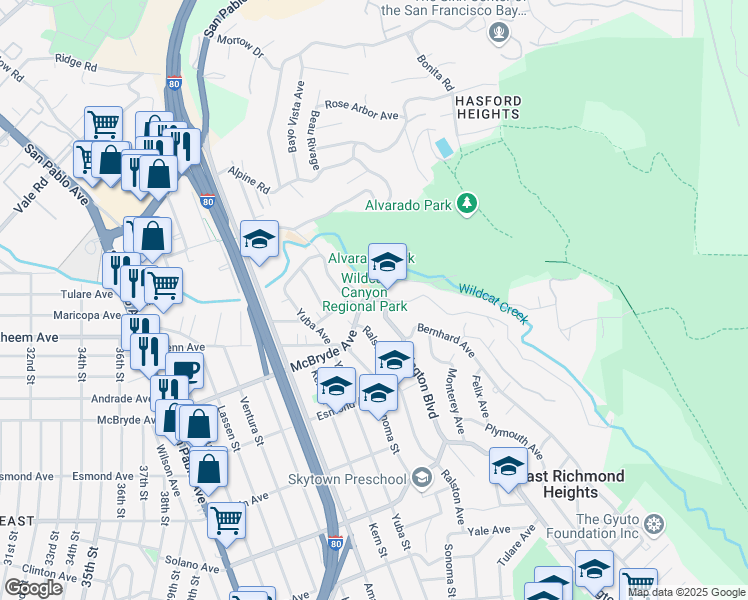 map of restaurants, bars, coffee shops, grocery stores, and more near 5803-5827 McBryde Ave in Richmond