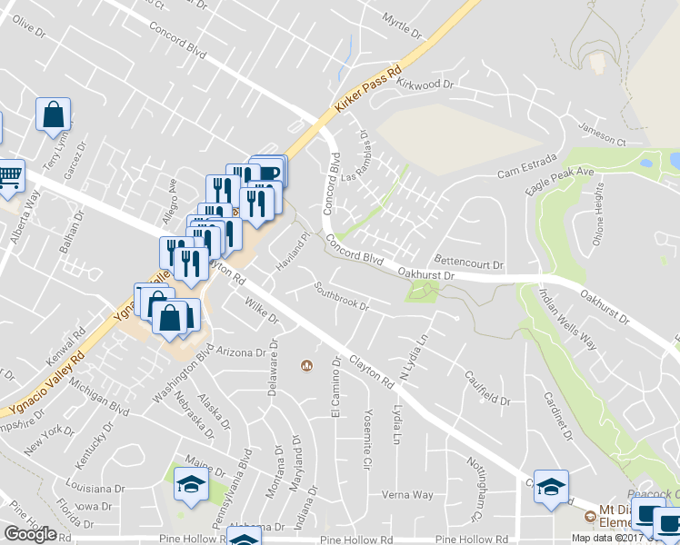 map of restaurants, bars, coffee shops, grocery stores, and more near 5567 Morningside Drive in Clayton