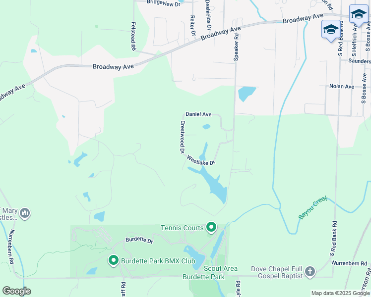 map of restaurants, bars, coffee shops, grocery stores, and more near 2418 Crestwood Drive in Evansville