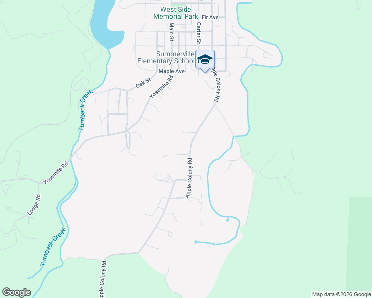 map of restaurants, bars, coffee shops, grocery stores, and more near 18115-18127 Apple Colony Road in Tuolumne