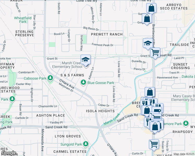 map of restaurants, bars, coffee shops, grocery stores, and more near 601 Gracie Lane in Brentwood
