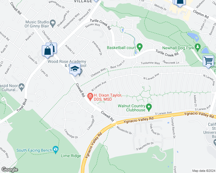 map of restaurants, bars, coffee shops, grocery stores, and more near 4407 Red Maple Court in Concord