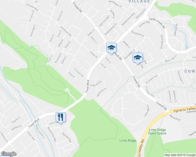 map of restaurants, bars, coffee shops, grocery stores, and more near 4056 Castlewood Court in Concord