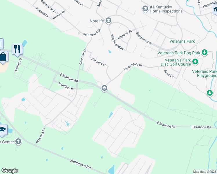 map of restaurants, bars, coffee shops, grocery stores, and more near 801 East Brannon Road in Nicholasville