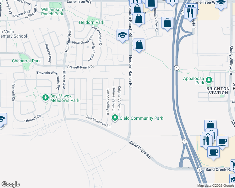 map of restaurants, bars, coffee shops, grocery stores, and more near 5361 Redwood Valley Lane in Antioch