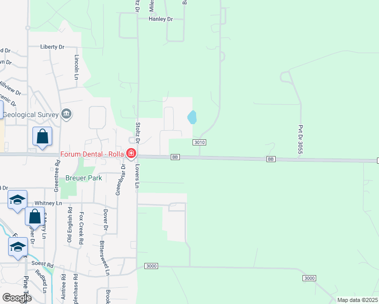 map of restaurants, bars, coffee shops, grocery stores, and more near 10091 State Route Bb in Rolla