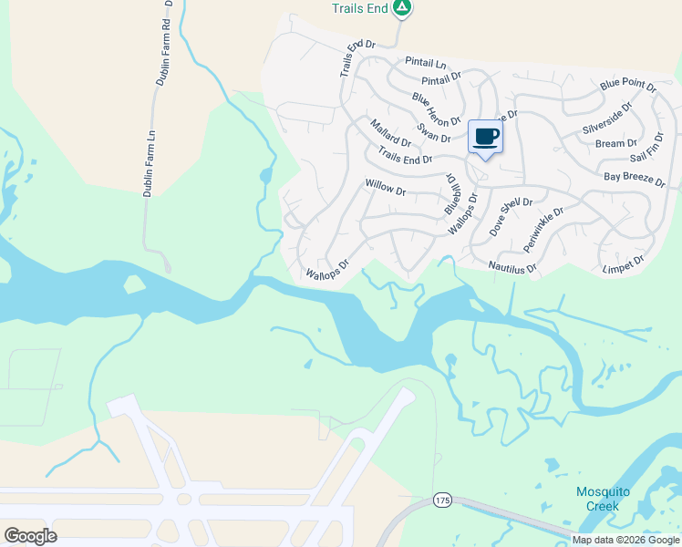 map of restaurants, bars, coffee shops, grocery stores, and more near 35003 Walnut Court in New Church