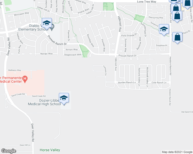 map of restaurants, bars, coffee shops, grocery stores, and more near in Antioch