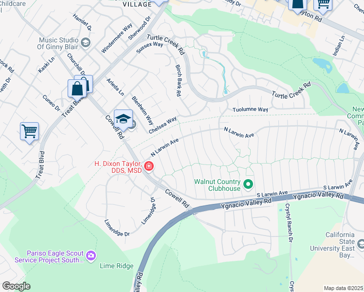 map of restaurants, bars, coffee shops, grocery stores, and more near 4407 Red Maple Court in Concord