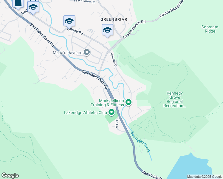 map of restaurants, bars, coffee shops, grocery stores, and more near 610 Stanley Lane in El Sobrante