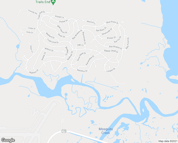 map of restaurants, bars, coffee shops, grocery stores, and more near Cockle Shell Court in Horntown