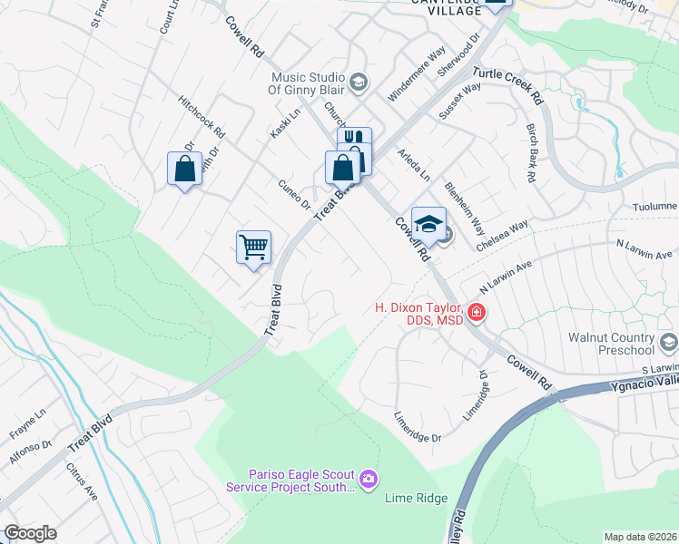 map of restaurants, bars, coffee shops, grocery stores, and more near 4362 Lynn Drive in Concord