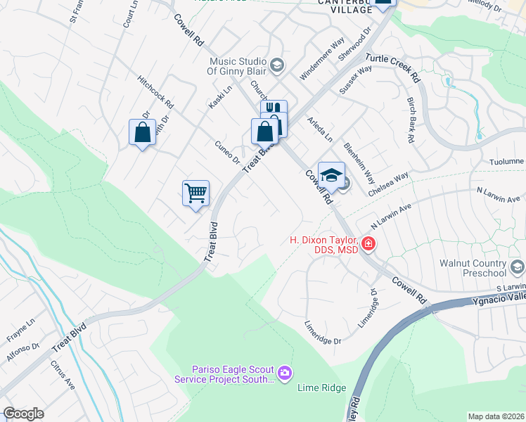 map of restaurants, bars, coffee shops, grocery stores, and more near 4362 Lynn Drive in Concord